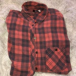 Pink and grey button down flannel